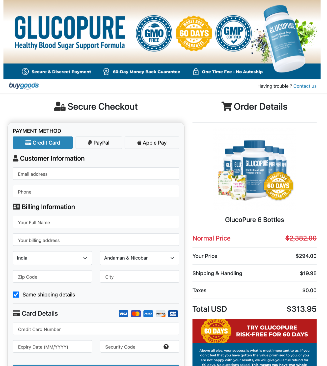 glucopure-pricing-table